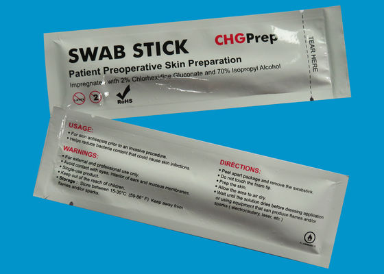 Tamponi sterili dell'alcool CHG della clorexidina della pelle della rottura antisettica di Swabstick