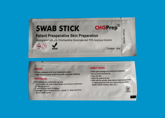 La schiuma medica di sterilizzazione di Chlorascrub CHG Swabstick ETO ha fornito di punta i tamponi